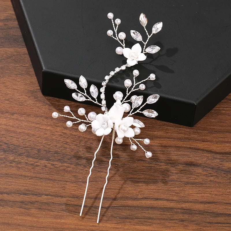 Hair Pins Hair Accessories For Women Wedding Accessories Hair Clips Jewelry Pearl Rhinestone Flower Hair Clip Pins Headpiece