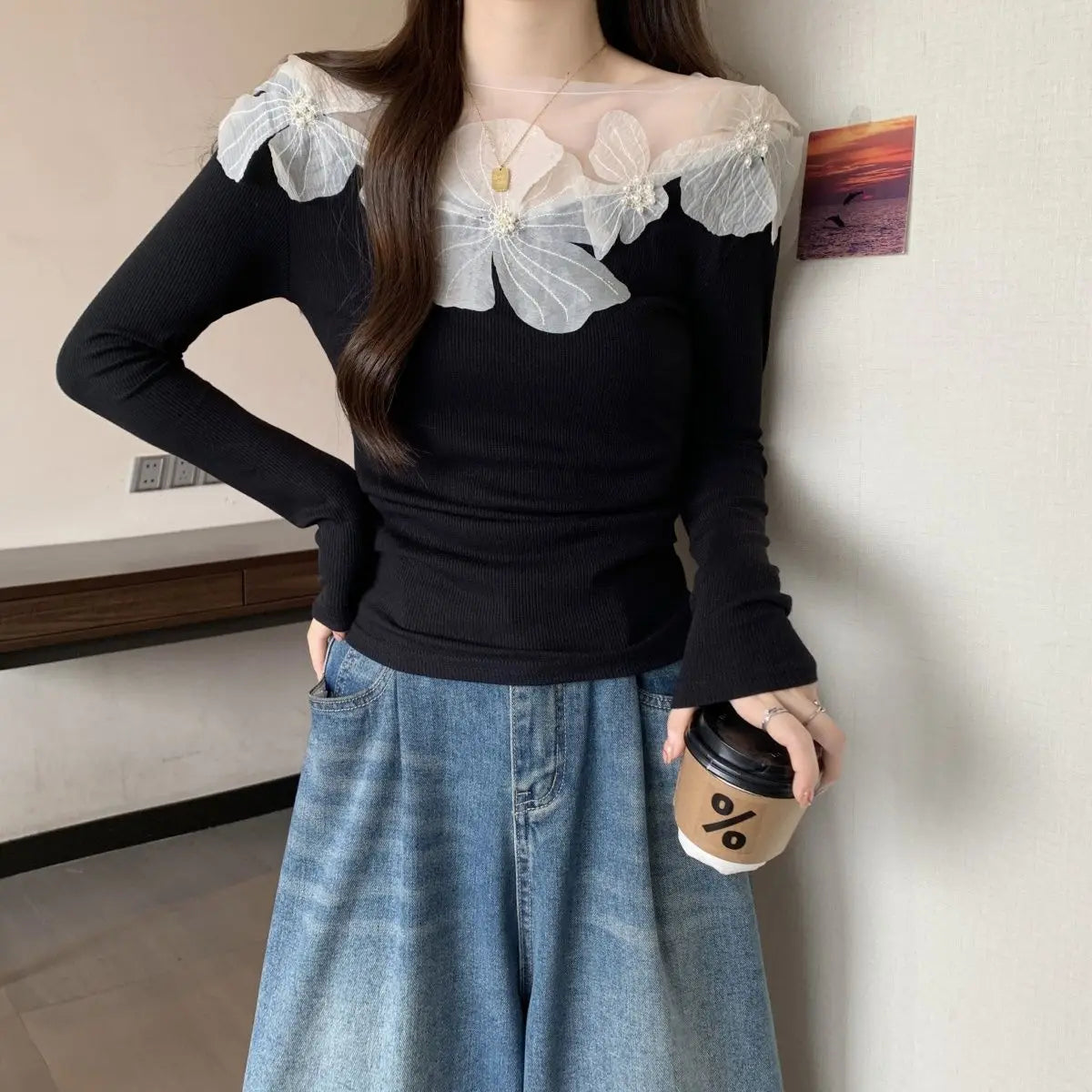 Sexy Patchwork Slim T Shirts Spring Autumn New Long Sleeve Off Shoulder Solid Temperament Tops High Street Fashion Women Clothes
