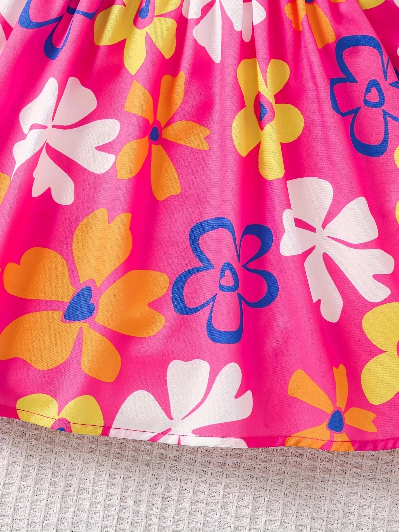 Summer fashion dress for girls, floral print pattern, ruffled camisole dress+hat