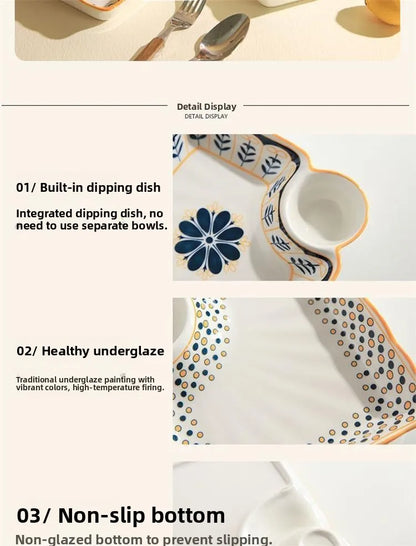 Cerc Plate Dining Di Heat Resistant Dumpling Plate with Vinegar Di Multi Functional Fruit Plate Trendy Network Bestseller