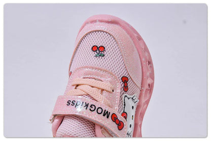 Sanrio LED Kids Shoes for Girls Cute Cartoon Hello Kitty Shoes Summer Girl Kawaii Shoes Soft Bottom Sneakers Casual Shoes