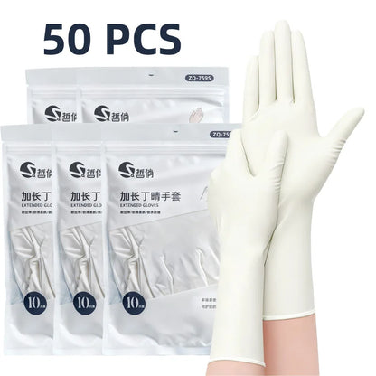 Long Length Nitrile Gloves Disposable Latex Free Powder Free Extended Cuff For Kitchen Cleaning Food Handling Beauty Salon