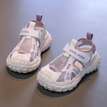 Boys and Girl's Casual Sandals Anti Kick Closed-toe Kid's Beach Shoes Summer Mesh Breathable Children's Sports Sandals