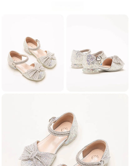 Brand Princess Shoe 2025 Summer New Sandals for Girls Kid Crystal Shoe Women Heels Gift Party Dresses for Girl Women's Sandals