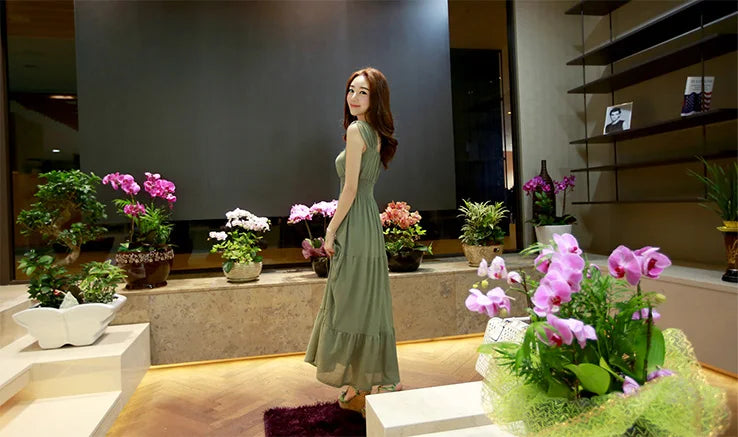 Summer 2025 White Long Svel Fro Beach Gown with Vest Ba Design Hing Waist Skimpy Sle Chiffon Dr for Women