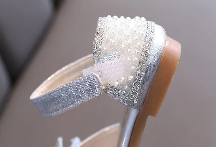 Summer Girls Flat Princess Sandals Fashion Sequins Bow Rhinestone Baby Shoes Kids Shoes For Party Wedding Party Sandals E618