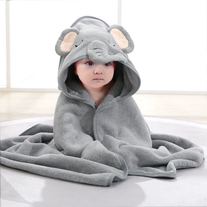 0-3 Years Unisex Baby Bathrobe Flannel Cape Cartoon Boys Girls Hooded Bathrobe Newborn Shower Gift Wrap Swaddling Bath Towel