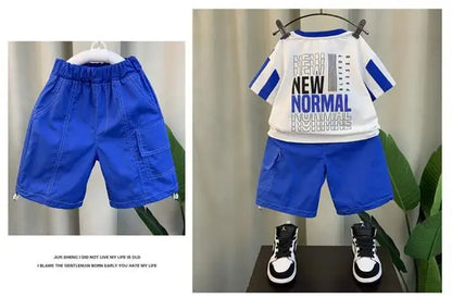 Summer Boy Clothing Suit New Children's Clothes Set Boys Short Sleeve T-Shirt Shorts 2 Piece Set Kids Sportswear Suit 2 4 6 8Y [Avaiilable]