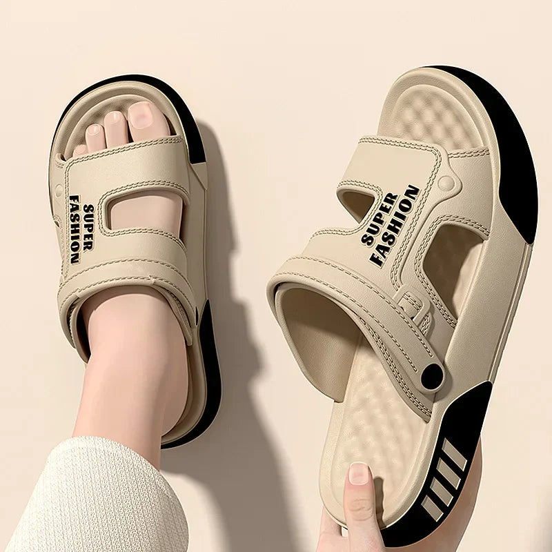 Men Slippers Summer EVA Soft-soled Platform Slides Sandals Indoor Outdoor Walking Beach Shoes Flip Flops Mens Home Shoes ( Available )