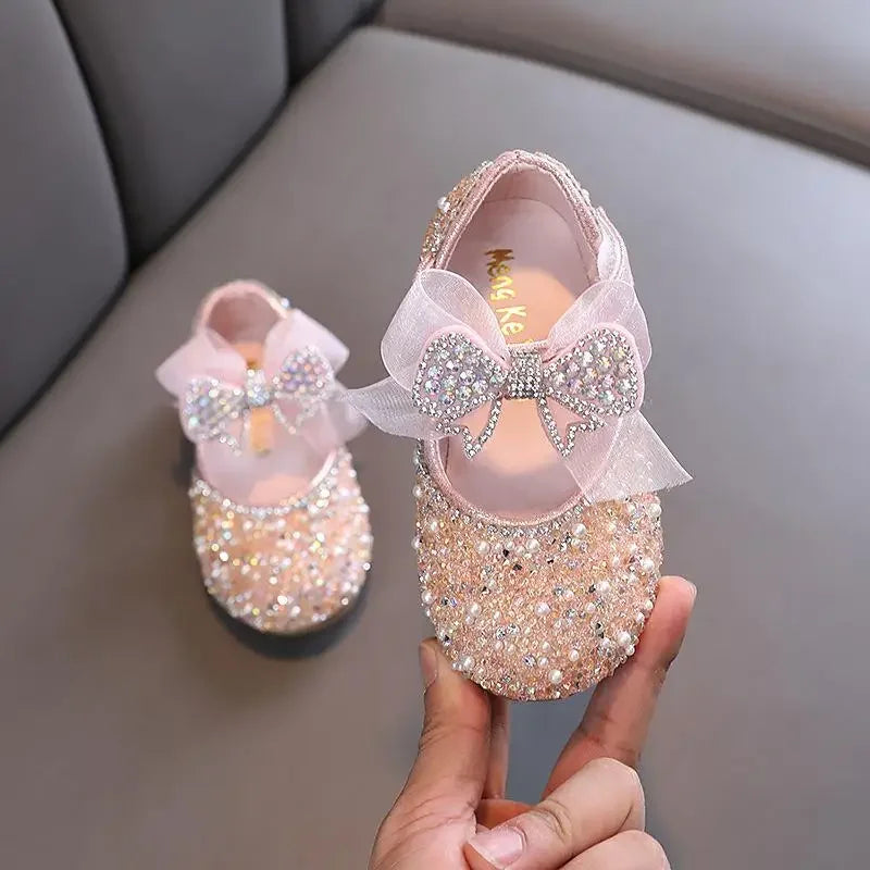 Rhinestone Sequins Girls Princess Shoes Children Party Dance Shoes Student Spring Autumn New Flats Kids Performance Shoes