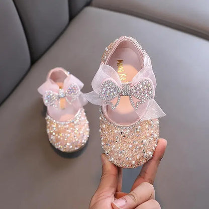 Rhinestone Sequins Girls Princess Shoes Children Party Dance Shoes Student Spring Autumn New Flats Kids Performance Shoes