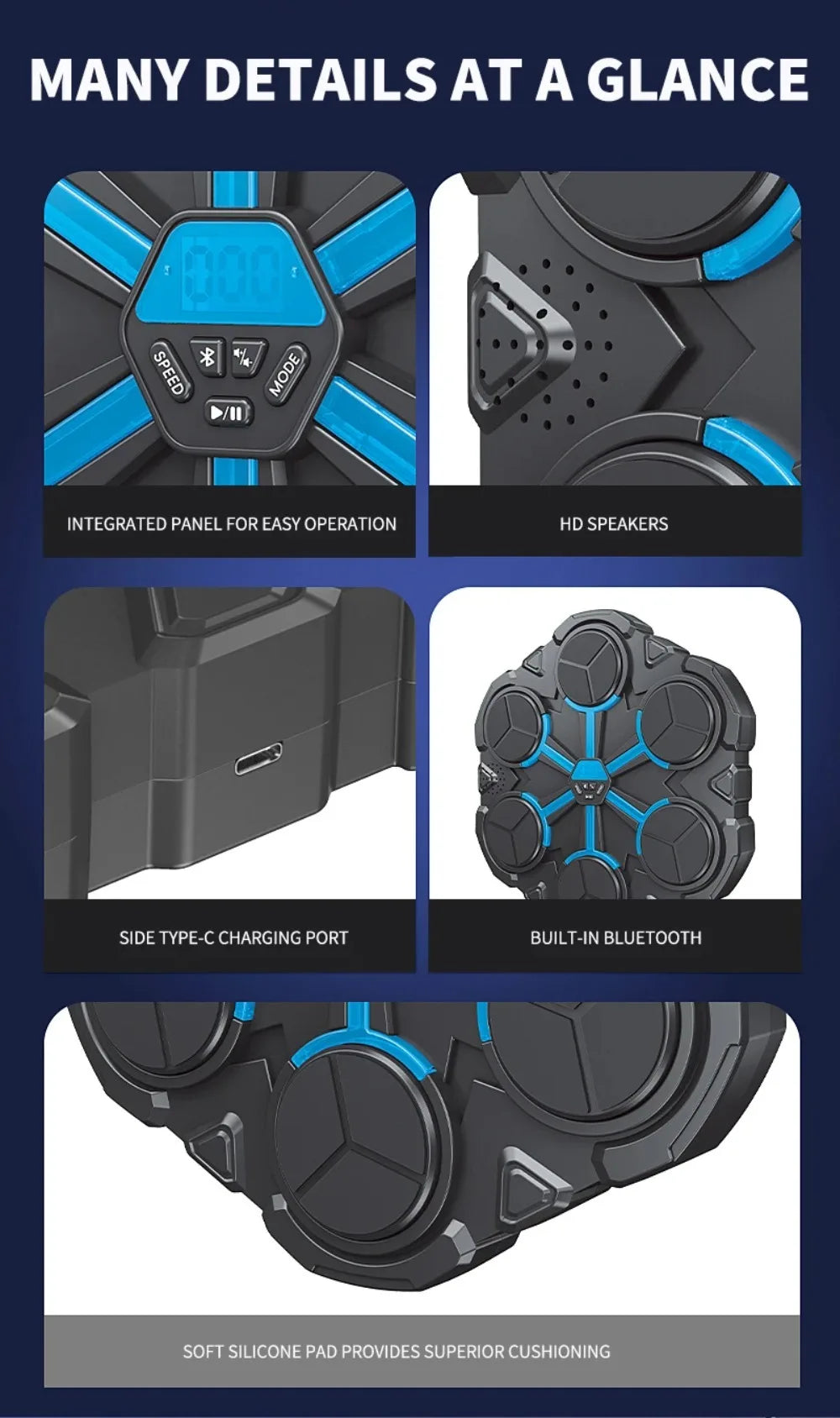 Smart Bluetooth Connection Music Boxing Trainer Machine Children's Strike Reaction Indoor Target Sanda Training Device