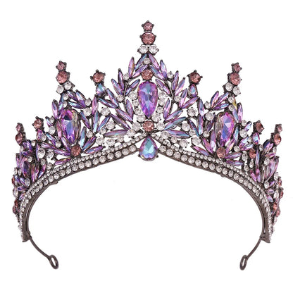 Luxury Big Water Drop Crystal Opal Tiara For Women Girls Wedding Bridal Birthday Party Crown Hair Dress Accessory