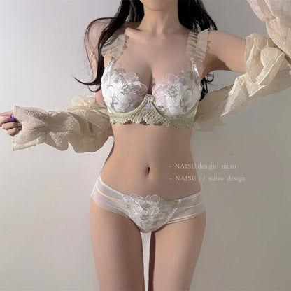 Summer Minimizer Bra Large Bust Rabbit Ear Cup Retro Lace Bralette Beachwear Light Support Anti-Sagging Comfort AU TK HOT MOYISU