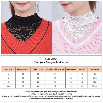 1PC Women Fake Collar White Black Lace Floral Detachable False Collar Blouse Shirt Removable Collar Tie Sweater Decoration