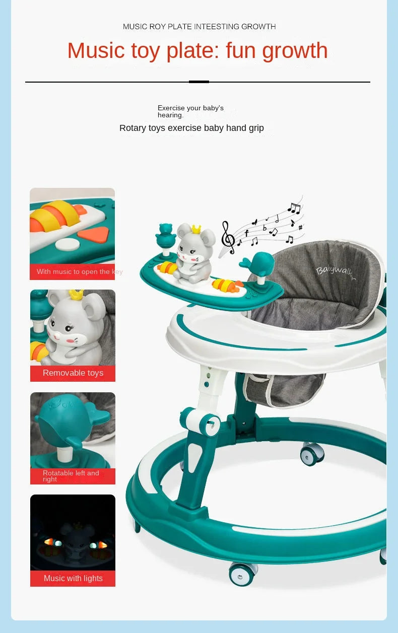 Lazychild Baby Walker 8-gear Adjustable Multi-function Anti-O-leg Anti-rollover Folding Baby Starting Car 5-18 Months Hot New