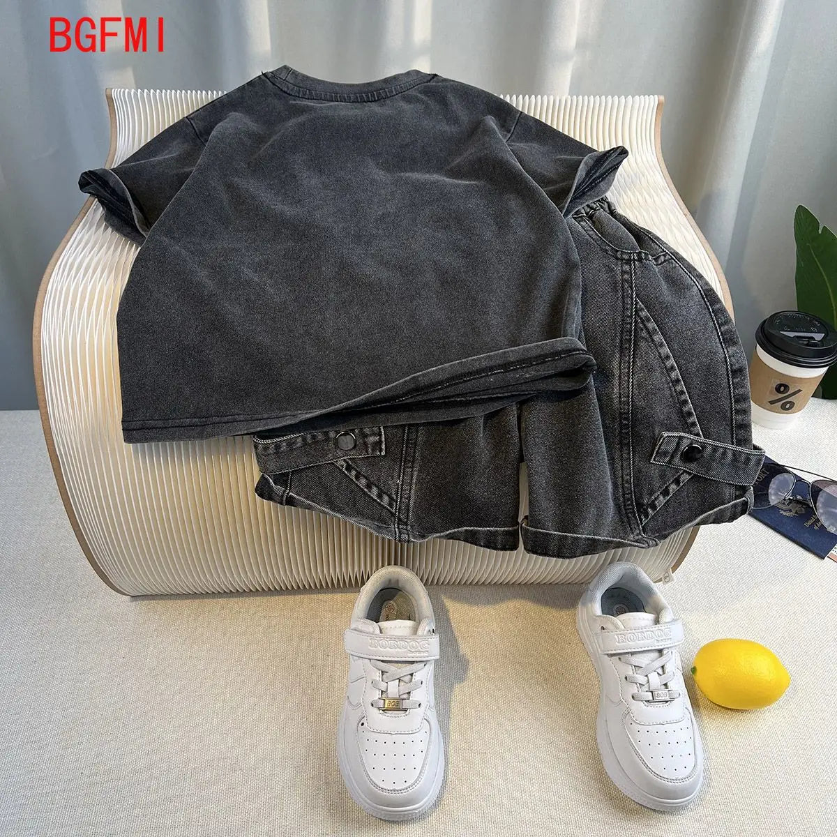 Hot Sale Fashion Baby Boy Suit Summer Clothes Short Sleeve T-shirt Short Jeans 2 Piece Set Kids Outfit  Children's Costume (Available)