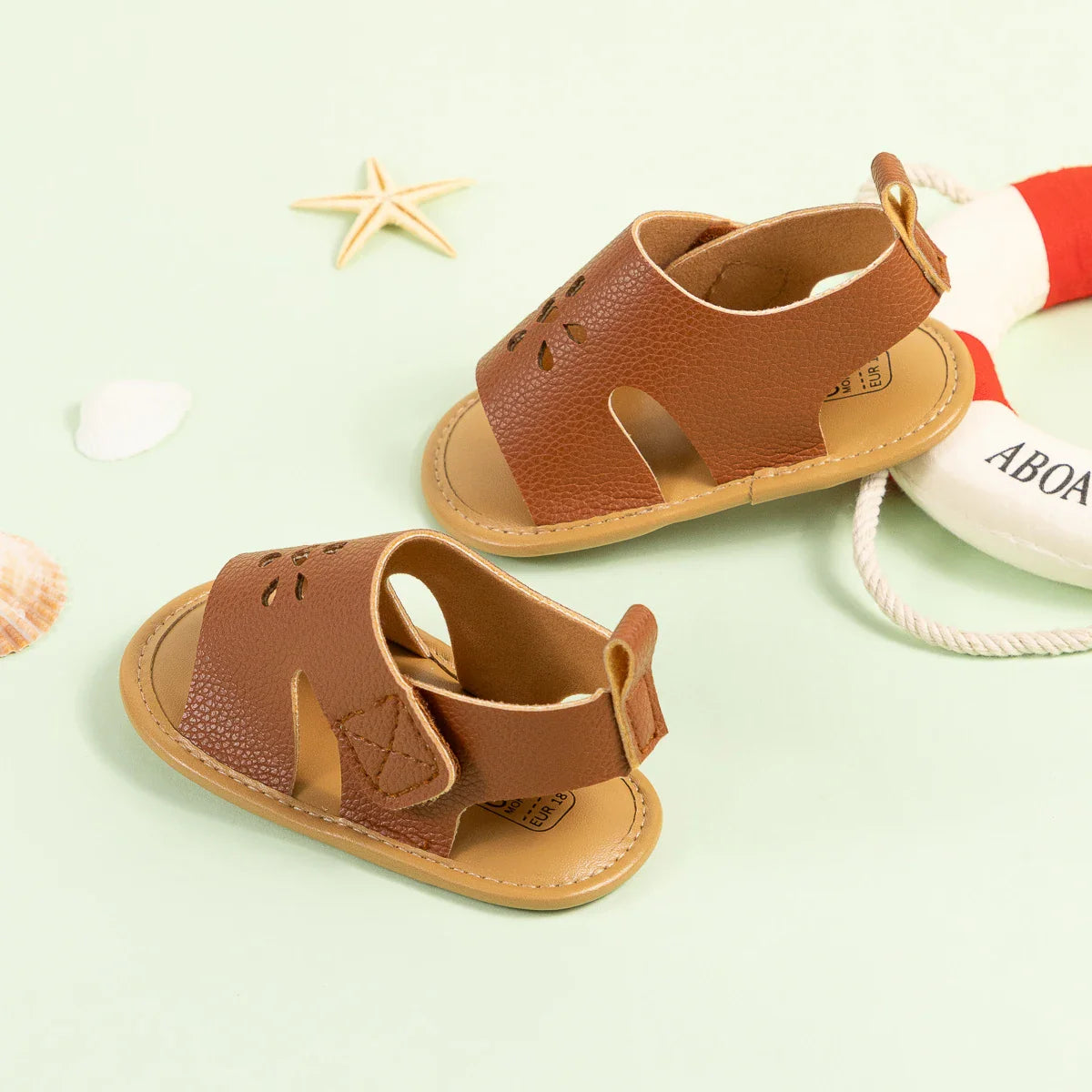 Baby Girl Summer PU Sandals Anti-slip Soft Sole Open-Toe Flower Hollow Shoes for Outdoor, School, Party