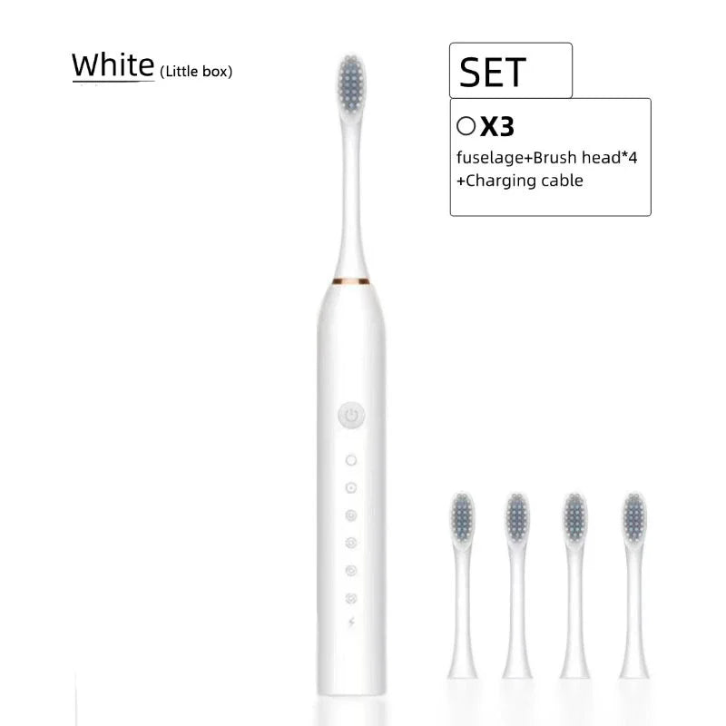 Adult Sonic Electric Toothbrush IPX7 Waterproof with DuPont Brush Head USB Rechargeable High-Frequency Cleaning 6 Modes