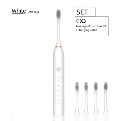 Adult Sonic Electric Toothbrush IPX7 Waterproof with DuPont Brush Head USB Rechargeable High-Frequency Cleaning 6 Modes