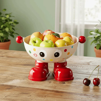 Large Capacity Snack Fruit Plate High Foot Design Thickened Kitchen Dish Rack Cartoon Plastic Tea Table Plate Party Serving