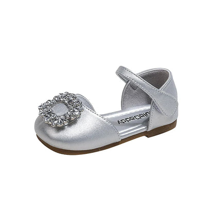 Fashion Causal Kids Party Dress Sandals Rhinestone Children's Ballet Flat Sandals Hook Loop
