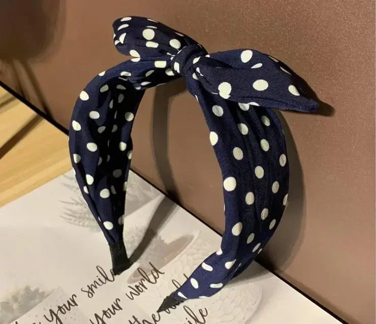Fashion Hair Accessories Trend Women's Wide Headband Bow Knot Cross Sweet Style Polka Dot Hairband Cute Hoop Headwear