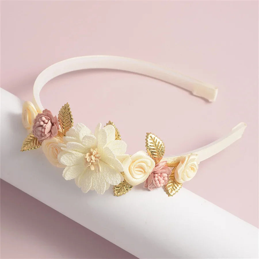 Advanced Handmade Flower Girls Headbands Cute Pearl Feather Wedding Crown Princess Dance Party Headwear Fashion Hoop Accessories