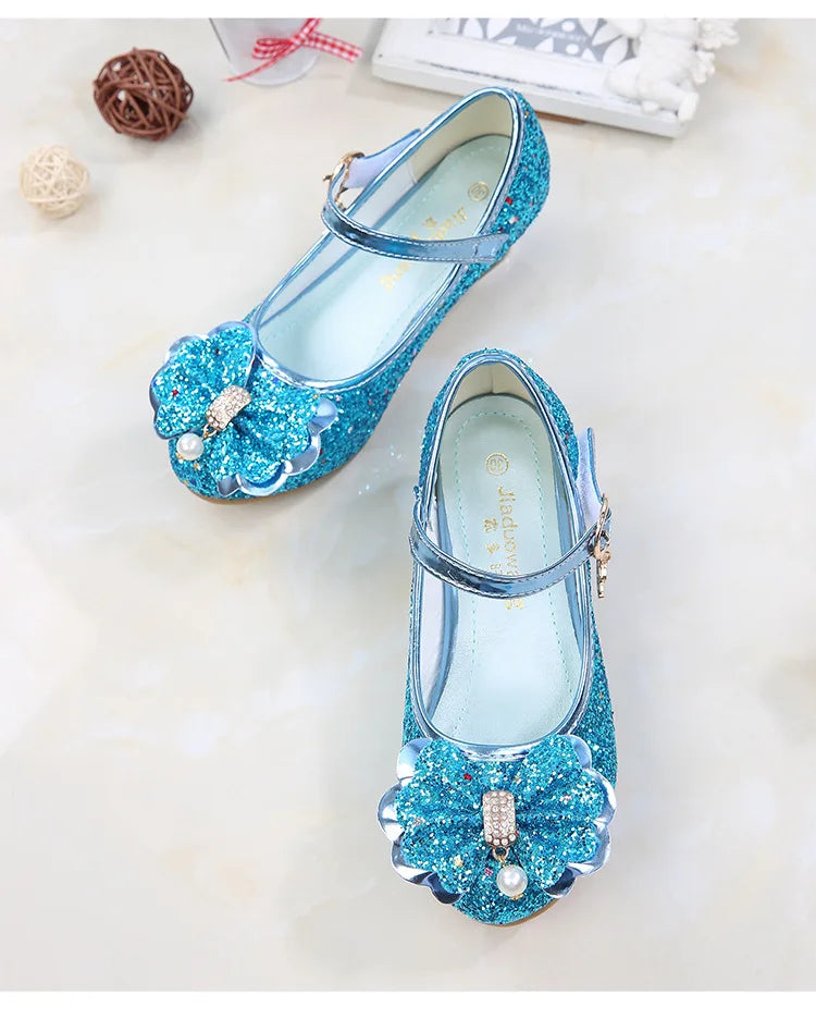 Children's Shoes  Princess Shoes Girl's Fashion Sandals Crystal Princess Shoes Blue Pink Silver