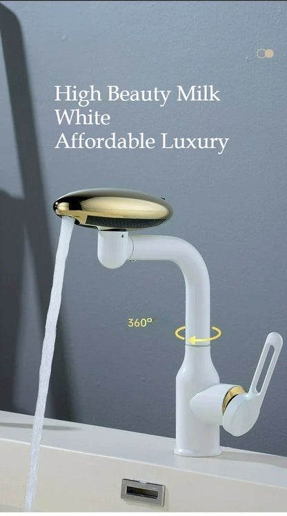 Multi Functional Waterfall Basin Faucet 4 Modes Stream Sprayer 360° Rotation Hot Cold Water Sink Mixer Stainless Steel  Wash Tap