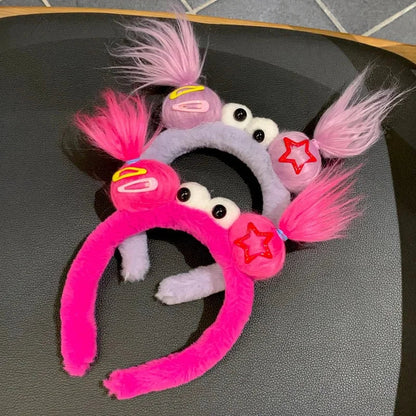 Girls Face Wash Headband Plush Skin Care Bath Shower Makeup Hair Band Soft Absorbent Cartoon Clown Doll Hair Accessories