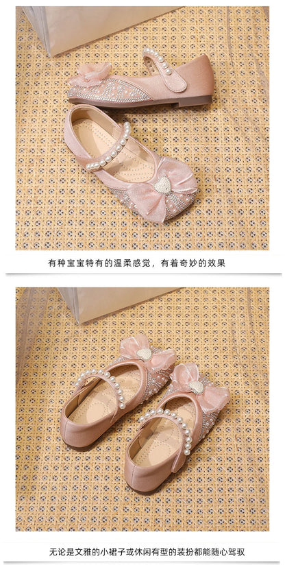 Girls’ Princess-Style Dress Shoes – Faux Leather Mary Janes with Sparkle Accents, Comfortable for Parties & Special Occasions
