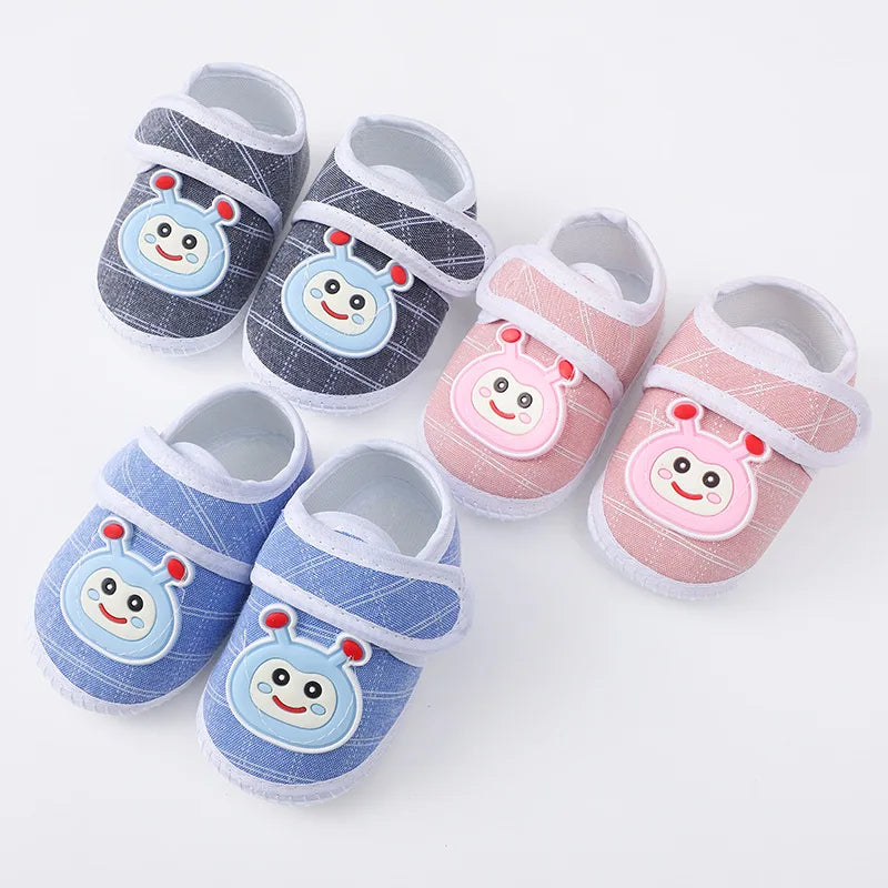 Newborn Baby Boy Girls Shoes Spring Autumn Lovely Floral Embroidery Anti-Slip Sneaker Crib Shoes Soft Cotton Cute First Walkers