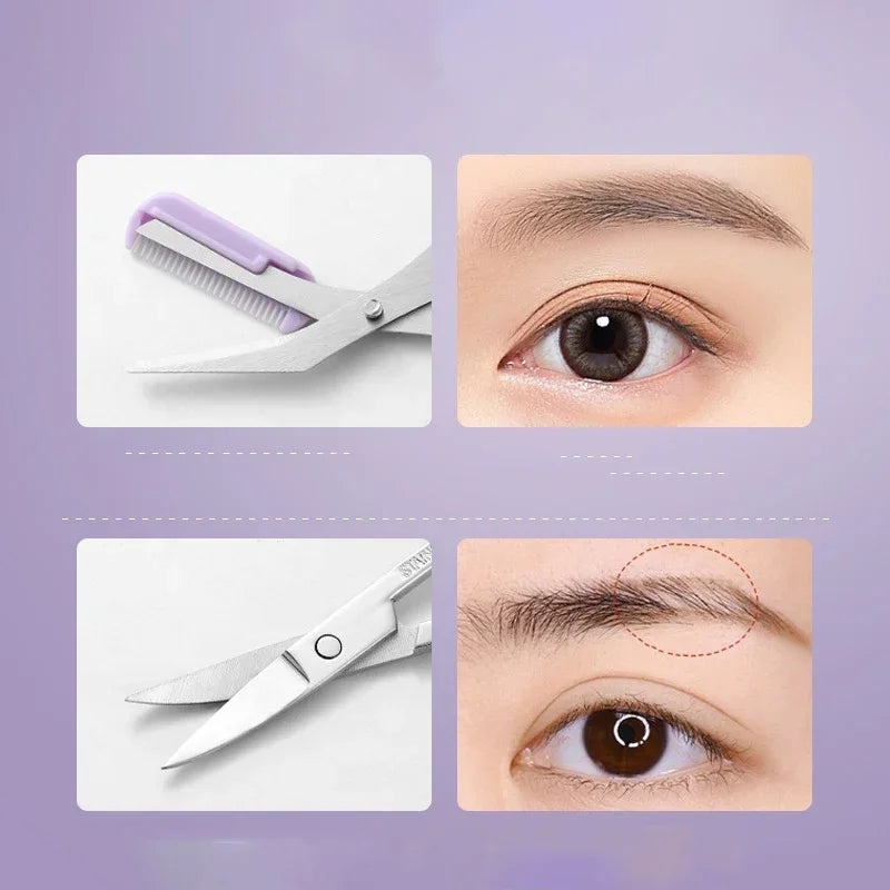 Private Label 3Pcs/Set Makeup Tools Portable Eyebrow Trimming Set Eyebrow Razor Eyebrow Scissors with Comb