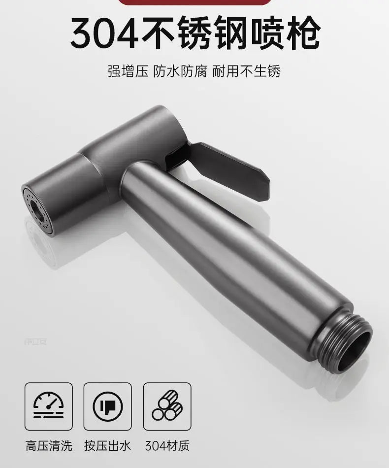 Handheld Toilet Bidet Faucet Sprayer Stainless Steel Bathroom Bidet Spraye Set Hand Sprayer Shower Head Self Cleaning No Punch