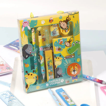 5/8 Stationery Set Notebook Pencil Automatic Pencil Pencil Cap Pencil Sharpener Pencil Refill Geometric Ruler Eraser for Kids