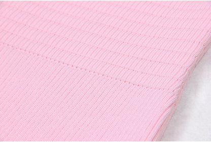 2025 Spring/Summer New Fashion Knitted Elastic Short Sleeve Solid Color Gold Button Slimming Style Commuter Women's Dress