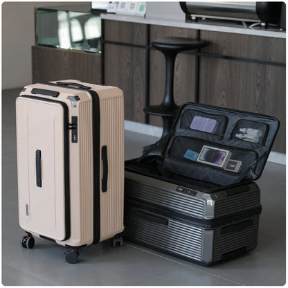 Large Capacity PC Material Suitcase 20/28/32/34-inch Deep-Compartment Travel Luggage with Combination Lock Side-Open Hard Shell