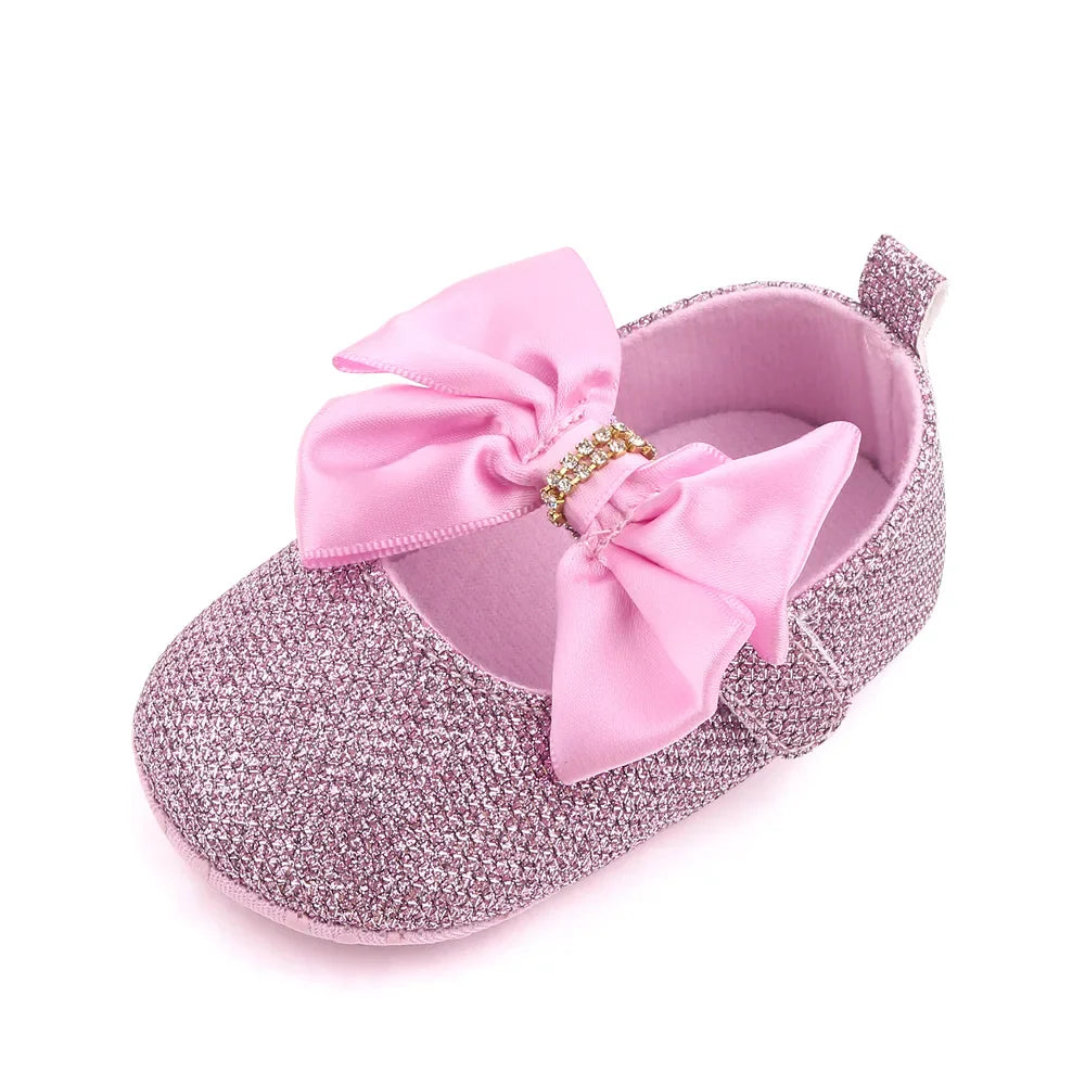 Spring Autumn Beautiful Baby Girl Princess Shoes Soft Soled Butterfly Bowknot Fashion Design Solid Newborn Prewalker Shoes