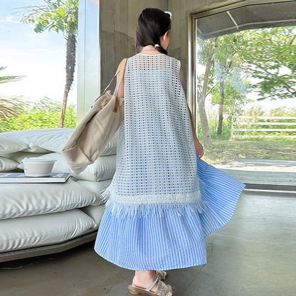 5-14Years Old Girls Dress Children Summer Sweet Beach Holiday Gown Kids Dresses Teenager Sleeveless Clothing Sets