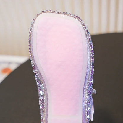 Disney Cartoon Pattern Elsa Princess Crystal Shoes for Girls Fashion New Style Baby Girl Low Heels Sandals Summer Fall Children