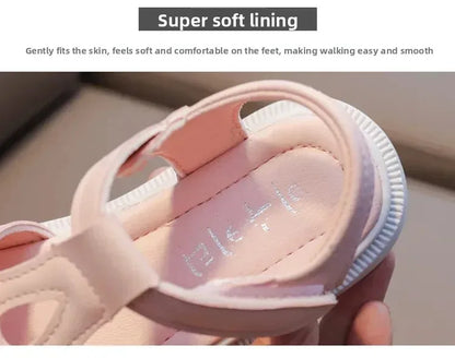Girls Baby Bow Sandals Summer New Versatile Anti Slip Outdoor Student Princess Sandals Sweet Fashion Summer Kids Beach Sandals