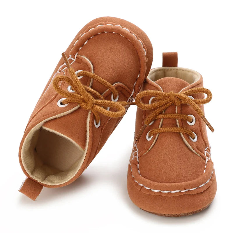 Autumn and Spring Brown Baby Sneakers for Boys 0-12 Months First Walking Shoes