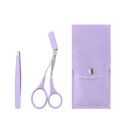 Private Label 3Pcs/Set Makeup Tools Portable Eyebrow Trimming Set Eyebrow Razor Eyebrow Scissors with Comb