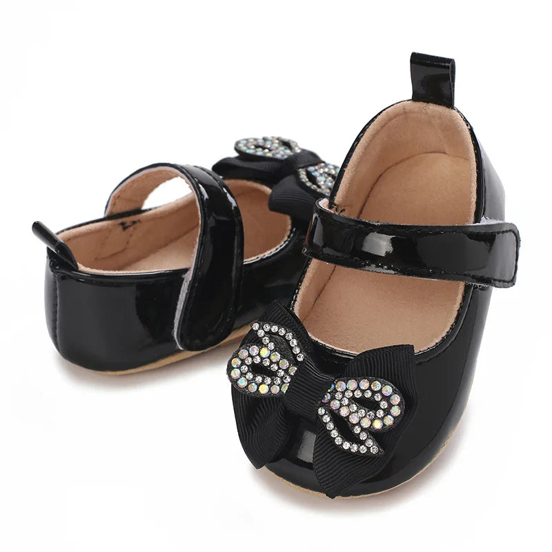 Spring and Autumn Bow Mary Jane Princess Shoes  Baby Girl Rubber Bottom Anti slip Sneaker