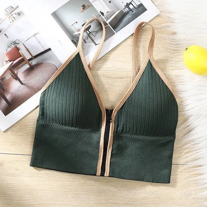 Korean striped crop tops slim fit spaghetti strap tanke top women built in bra off shoulder sleeveless versatile camisole ins