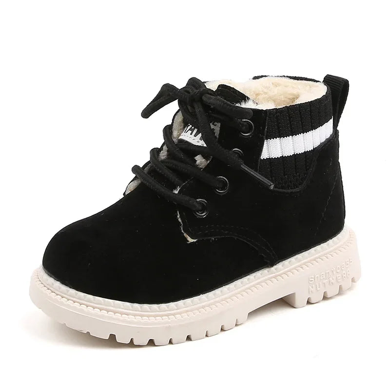 Material Plush Kids Winter Boots Cotton Fabric Spring Autumn Children Shoes Baby Toddler Boys Girls Boots (Available)