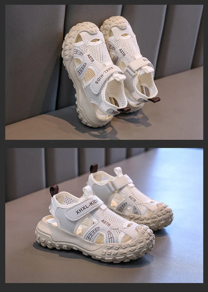 Boys and Girl's Casual Sandals Anti Kick Closed-toe Kid's Beach Shoes Summer Mesh Breathable Children's Sports Sandals