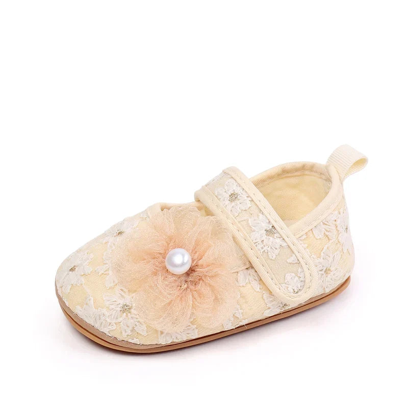 Baby Girls Princess First Walking Toddler Shoes With High Quality Embroidery Design And TPR Sole For 0-18M Baby