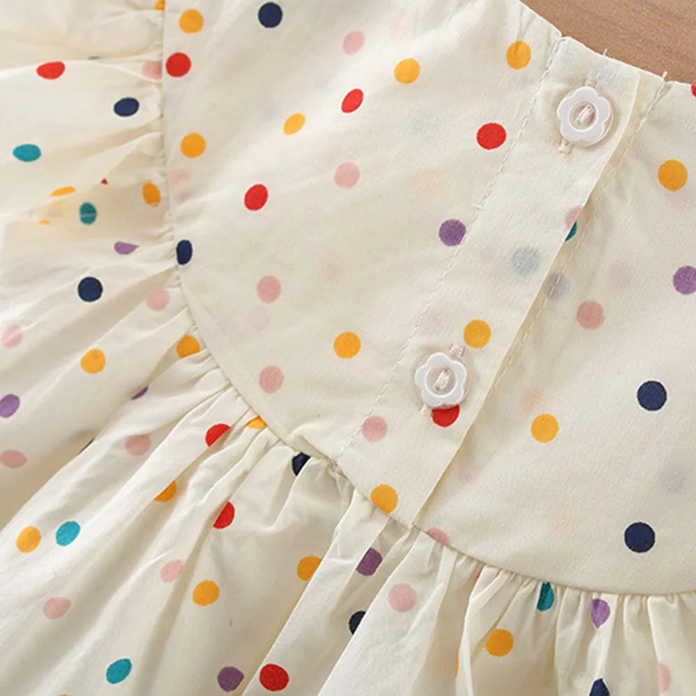 Summer New Girl'S Dress With Small Flying Sleeves Tulip Embroidery Dotted Print Sweet Princess Dress Light And Thin Style (0-3 Y